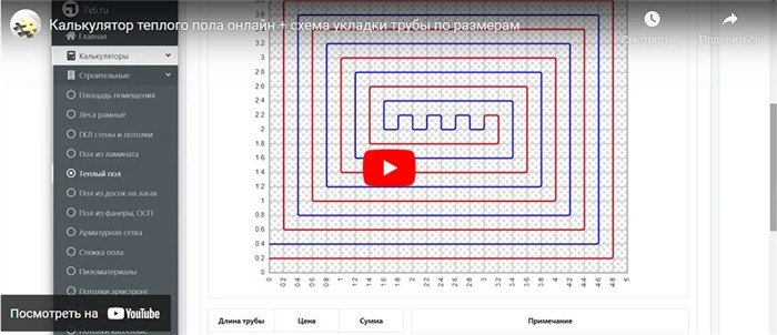 Видео инструкция по работе с калькулятором водяного теплого пола