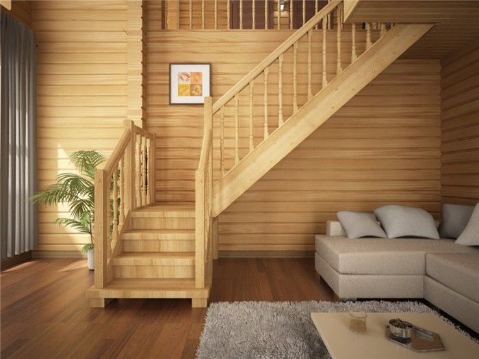 Поворотная деревянная лестница 