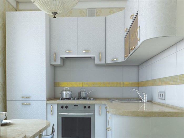 Угловой вариант кухонного гарнитура оптимален для помещения любого размера, а в ограниченном пространстве позволяет без проблем создать рабочий треугольник