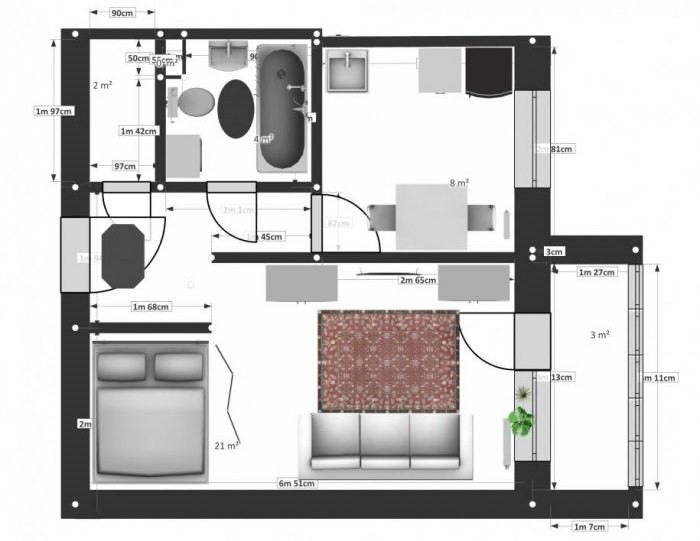 Схема планировки квартиры-студии