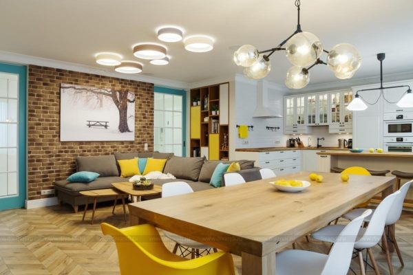 Дизайн кухни гостиной в скандинавском стиле - идеи оформления интерьера