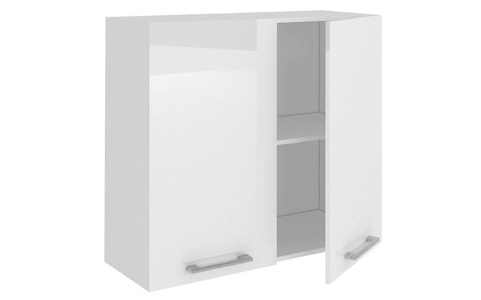 Стандартный навесной шкаф в ванную комнату с белым глянцем подходит для классического интерьера