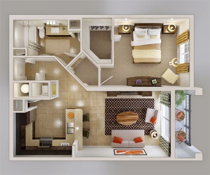 Вариант планировки двухкомнатной квартиры