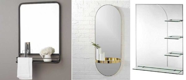 Варианты бескорпусных зеркальных полок в ванную комнату 