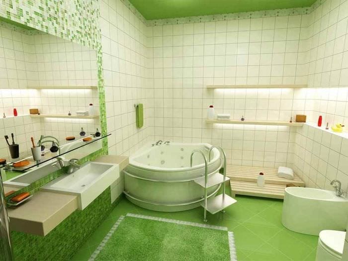 идея необычного декора укладки плитки в ванной комнате